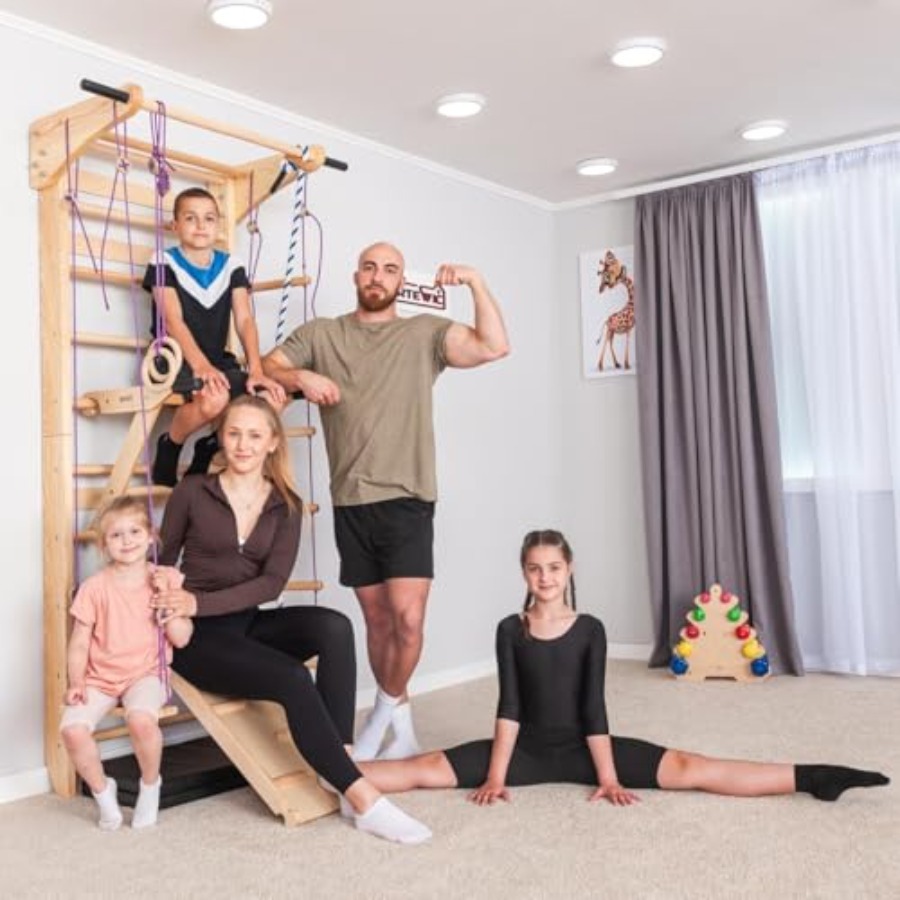 Swedish Ladder Wall Bars with  – обзор и цена Gymnastic Ring Wood