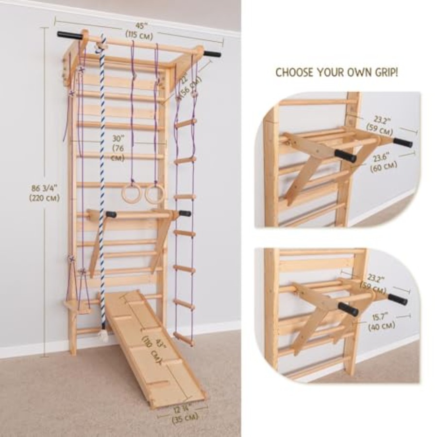 Swedish Ladder Wall Bars with  – обзор и цена Gymnastic Ring Wood